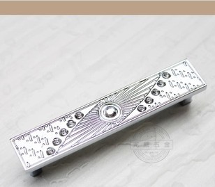 luxury alloy knob crystal diamond  Kitchen Cabinet Furniture Handle knob closet knob hole distance 64mm