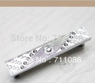 luxury alloy knob crystal diamond Kitchen Cabinet Furniture Handle knob closet knob hole distance 64mm