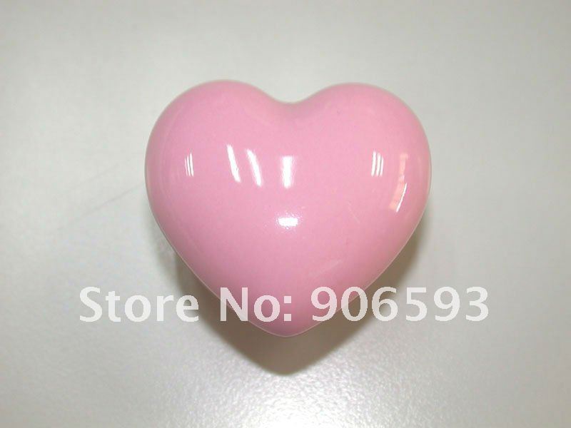 100pcs lot free shipping Pink porcelain love heart cartoon cabinet knob\porcelain handle\porcelain knob