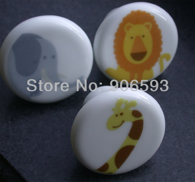 12pcs lot free shipping Porcelain sweet lionet cartoon cabinet knob\furniture handle\drawer knob