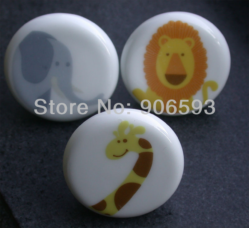 12pcs lot free shipping Porcelain sweet lionet cartoon cabinet knob\furniture handle\drawer knob