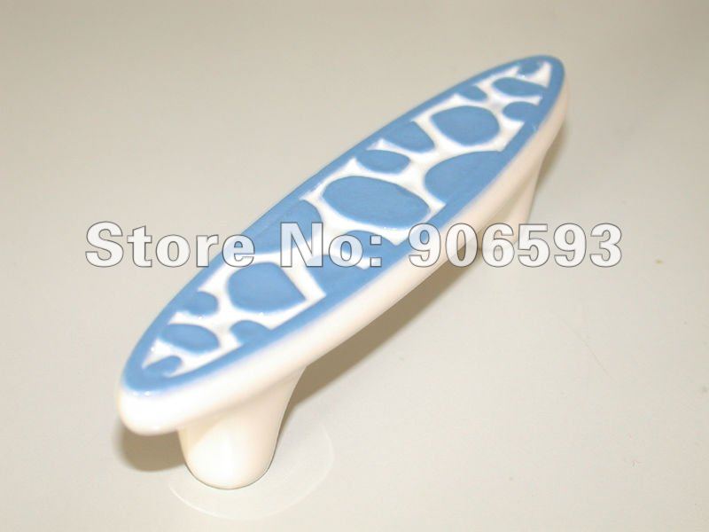 6pcs lot free shipping Porcelain sweet blue speckle cartoon cabinet handleporcelain handlefurniture handle