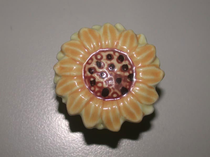 Porcelain sunflower cartoon cabinet knob\12pcs lot\porcelain handle\porcelain knob