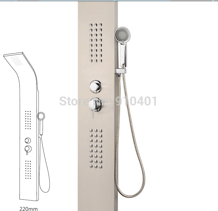 Wholesale And Retail Promotion Brushed Nickel Wall Mounted Shower Column Shower Panel Body Jets Handheld Shower