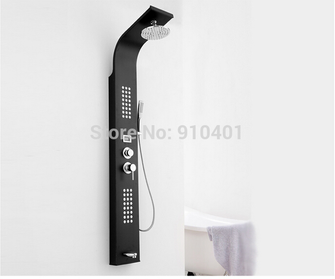 Wholesale And Retail Promotion Luxury Black Shower Column Shower Panel Massage Jets Tub Mixer Tap Hand Shower