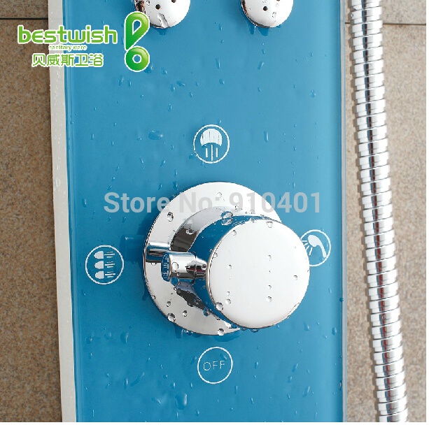 Wholesale And Retail Promotion Luxury Blue Rain Shower Column Shower Panel Massage Body Jets With Hand Shower