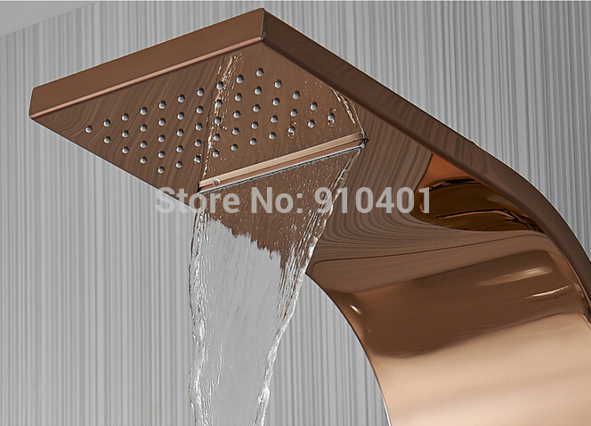 Wholesale And Retail Promotion Luxury Rose Golden Shower Column Waterfall Shower Faucet Body Jets Tub Mixer Tap