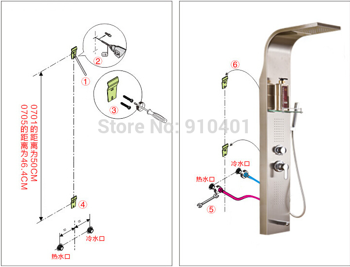 Wholesale And Retail Promotion Luxury Shower Column Waterfall Shower Panel Tub Mixer Tap Hand Shower W/ Shelf
