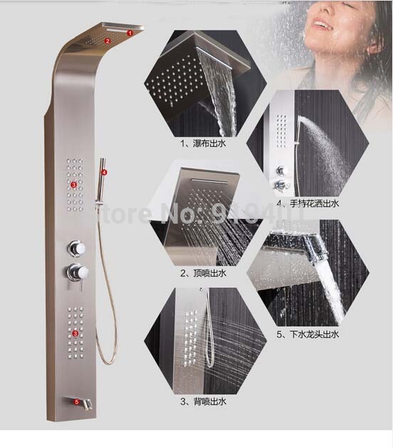 Wholesale And Retail Promotion Luxury Waterfall Shower Column Shower Panel Tub Mixer Spout Massage Jets Shower