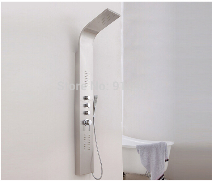 Wholesale And Retail Promotion Modern Brushe Nickel Shower Column Shower Column Rain Shower Head W/ Hand Shower