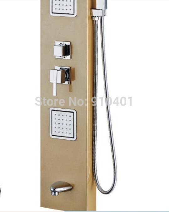 Wholesale And Retail Promotion Modern Golden Brass Rain Shower Column Tub Mixer Tap Jets Shower Panel Hand Unit