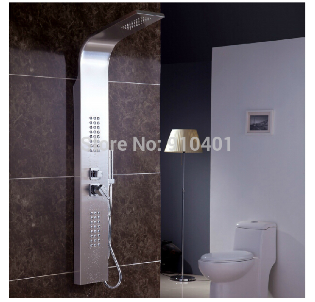 Wholesale And Retail Promotion NEW Brushed Mickel Waterfall Shower Column Massage Jets Shower Panel Hand Shower