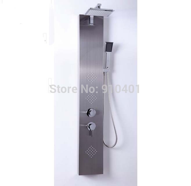 Wholesale And Retail Promotion NEW Brushed Nickel 8" LED Shower Column Massage Jet Shower Panel W/ Hand Shower