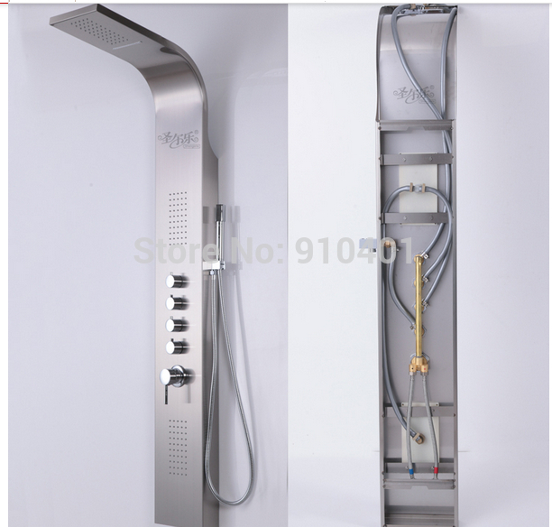 Wholesale And Retail Promotion NEW Luxury Waterfall Shower Panel Brushed Massage Jets Hand Shower Shower Column