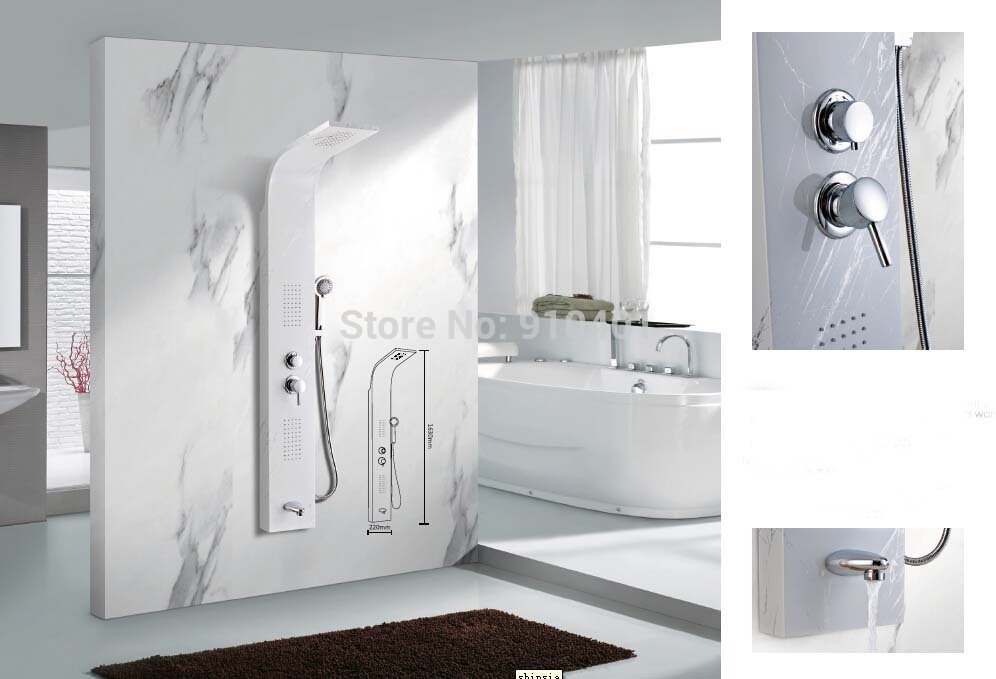 Wholesale And Retail Promotion  NEW Marble Art Rain Shower Column Massage Jets Shower Panel Tub Mixer Hand Unit