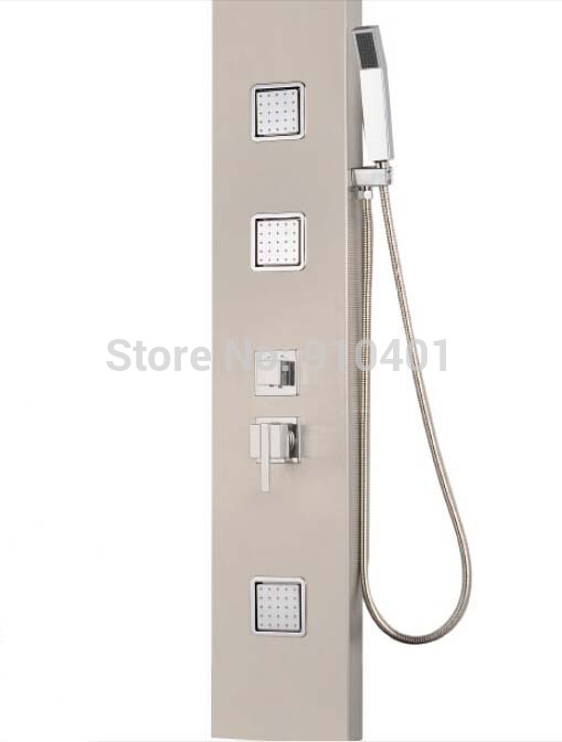 Wholesale And Retail Promotion Wall Mounted Brushed Mickel Shower Column Shower Panel Rain Jets W/ Hand Shower