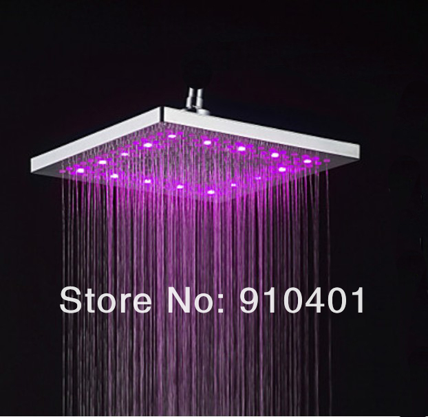 Wholesale And Retail Promotion LED Color Changing Bathroom 12" Square Rain Shower Head Shower Replacement Head
