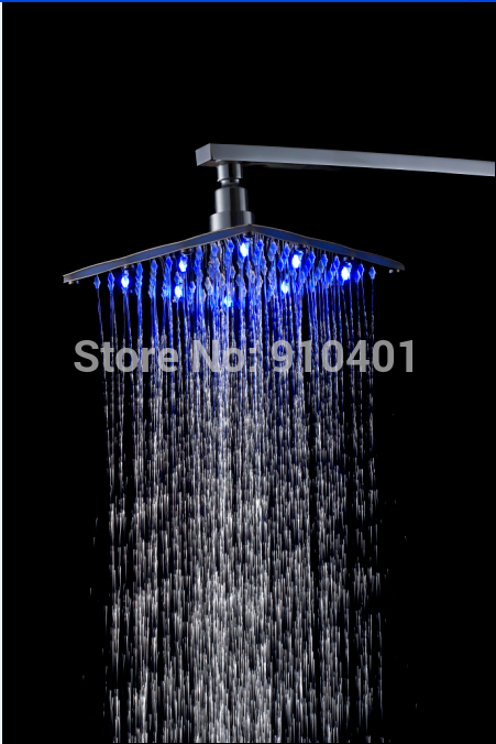 Wholesale And Retail Promotion Luxury 10" LED Color Changing Rain Shower Head + Shower Arm Solid Brass Shower