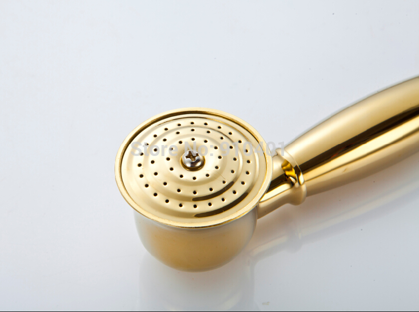 Wholesale And Retail Promotion Luxury Golden Brass Rain Shower Head Shower Faucet Replacement + Handheld Shower