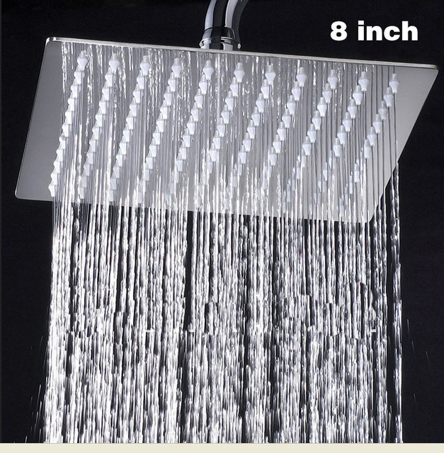 Wholesale And Retail Promotion Luxury Wall Mounted 8" Square Rainfall Shower Head 20cm Thin Shower Sprayer Head