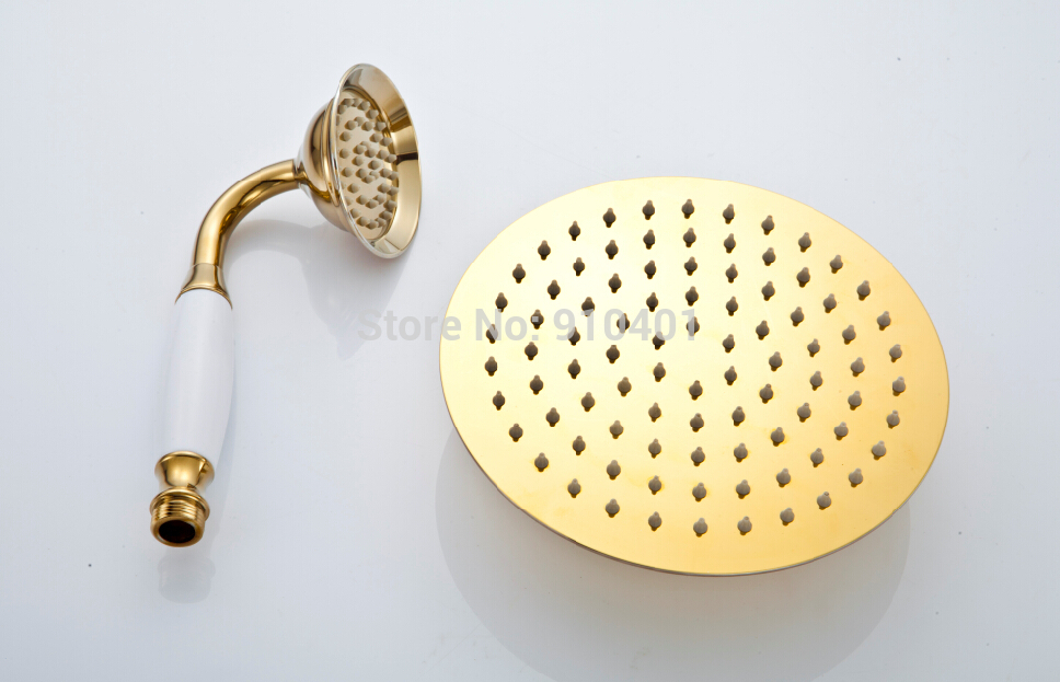 Wholesale And Retail Promotion Modern Luxury Ultrathin Golden Brass Rain Shower Head With Ceramic Hand Shower