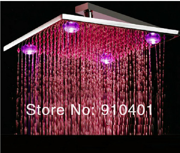 Wholesale And Retail Promotion NEW Design Wall Mounted 10" Brass Rain Shower Head LED Color Changing Shower
