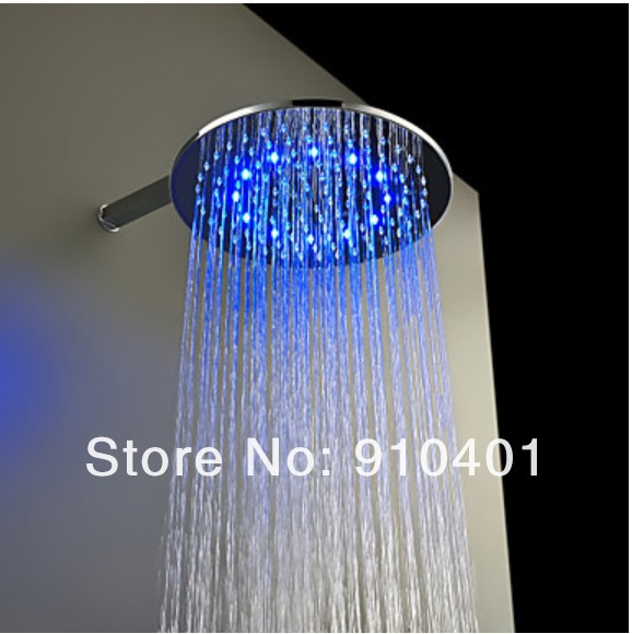Wholesale And Retail Promotion NEW LED Color Changing 12"Rain Shower Faucet Head Round Style Shower Head Chrome