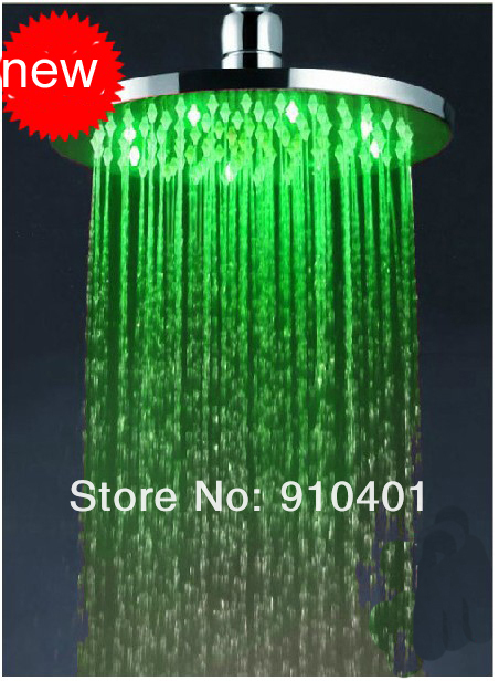 Wholesale And Retail Promotion NEW LED Color Changing 8" Round Rain Shower Head Chrome Solid Brass Shower Head