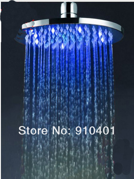 Wholesale And Retail Promotion NEW LED Color Changing 8" Round Rain Shower Head Chrome Solid Brass Shower Head