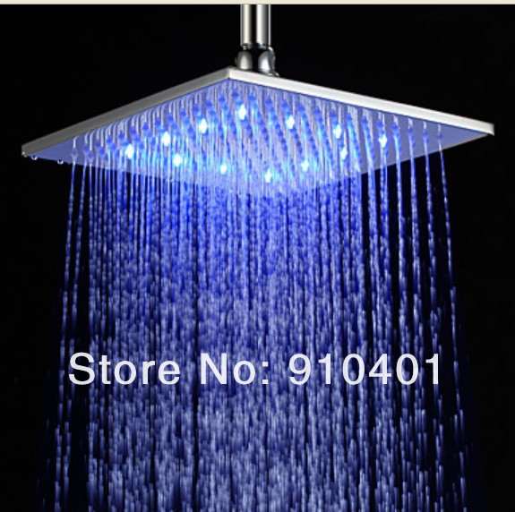 Wholesale And Retail Promotion NEW LED Color Changing Chrome Brass 12" Square Rainfall Shower Head Replacement