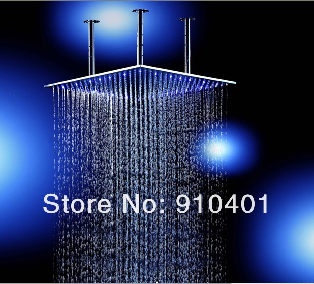 Wholesale And Retail Promotion  Polished Chrome Brass LED Color Changing 20"(50cm) Bathroom Shower Head Chrome