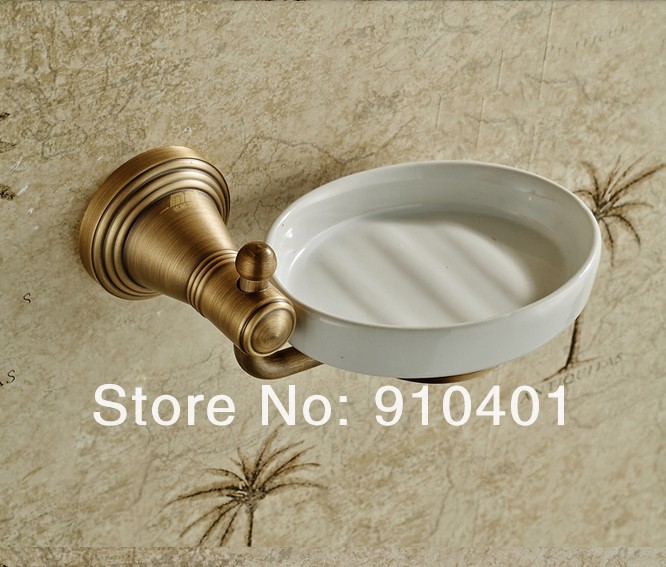 Wholesale And Retail Promotion Antique Brass Bathroom Wall Mounted Soap Dish Holder Soap Dishes W/ Ceramic Dish