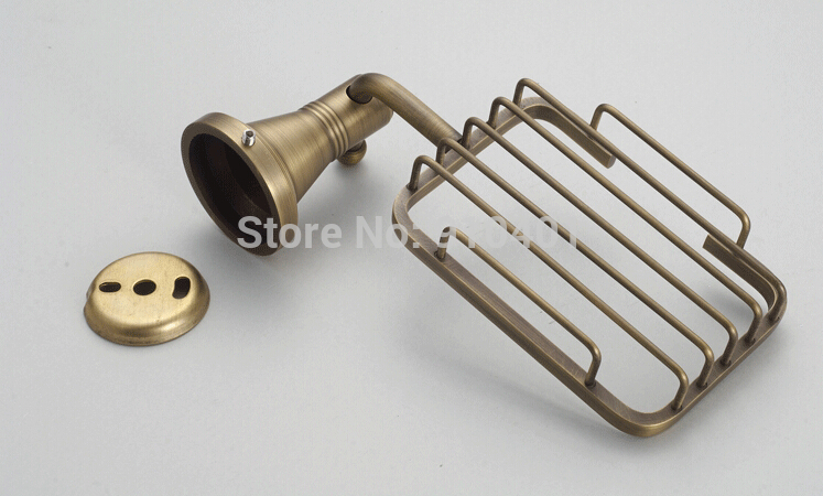Wholesale And Retail Promotion Antique Brass Wall Mounted Bathroom Soap Dish Holder Square Soap Basket Holder