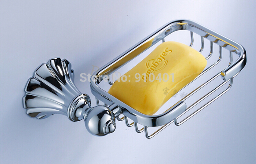 Wholesale And Retail Promotion Chrome Brass Square Soap Dishes Basket Bathroom Soap Dish Holder