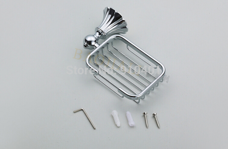 Wholesale And Retail Promotion Chrome Brass Square Soap Dishes Basket Bathroom Soap Dish Holder