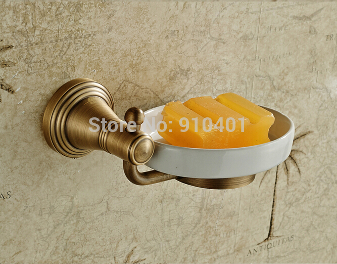 Wholesale And Retail Promotion Luxury Antique Brass Bathroom Soap Dish Holder With Ceramic Soap Dish Wall Mount