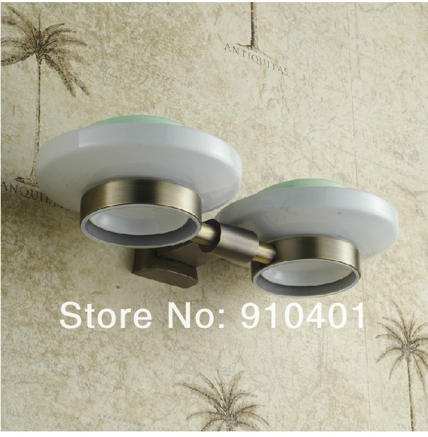 Wholesale And Retail Promotion Luxury Modern Antique Brass Bathroom Shower Soap Dish Holder Dual Ceramic Dishes