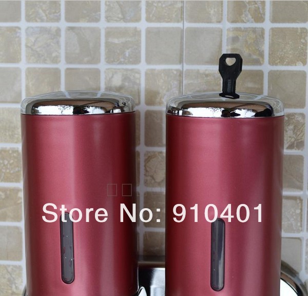 Wholesale And Retail Promotion Luxury Wall Mounted Bathroom Hotel Soap Shampoo Dispenser Dual Red Color 1000ML