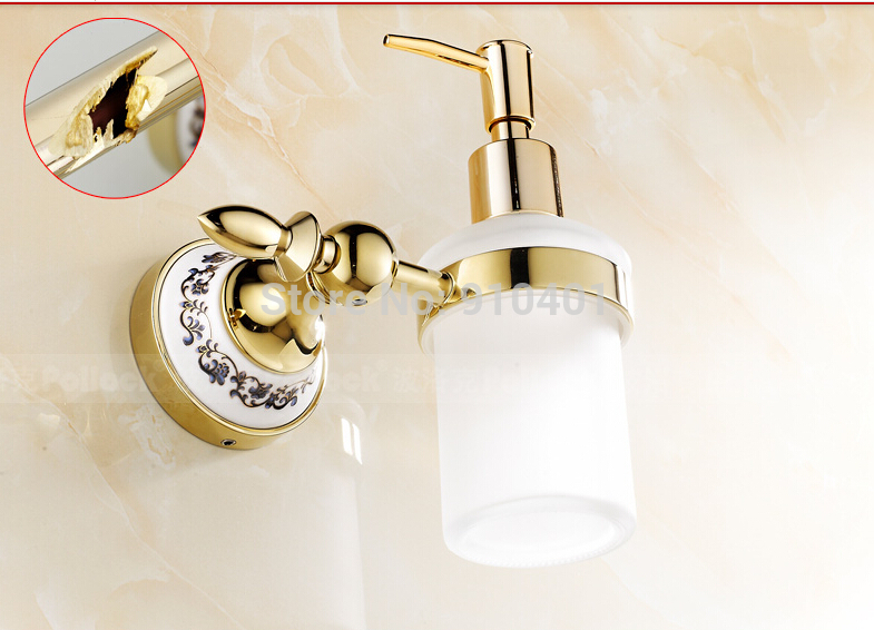 Wholesale And Retail Promotion Modern Wall Mounted Bathroom Kitchen Golden Soap Dispenser Flower Shampoo Bottle