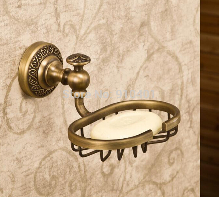 Wholesale And Retail Promotion NEW Antique Brass Bathroom Soap Dishes Basket Holder Flower Base 