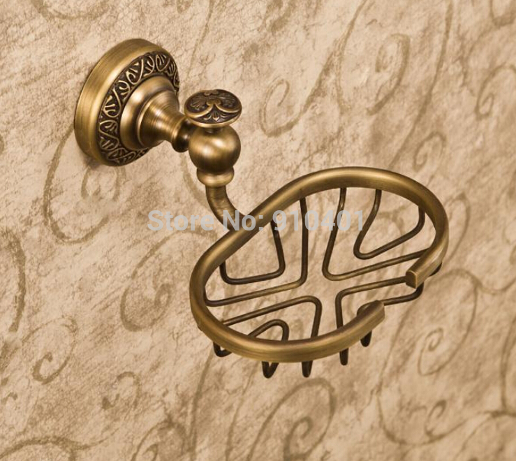 Wholesale And Retail Promotion NEW Antique Brass Bathroom Soap Dishes Basket Holder Flower Base 