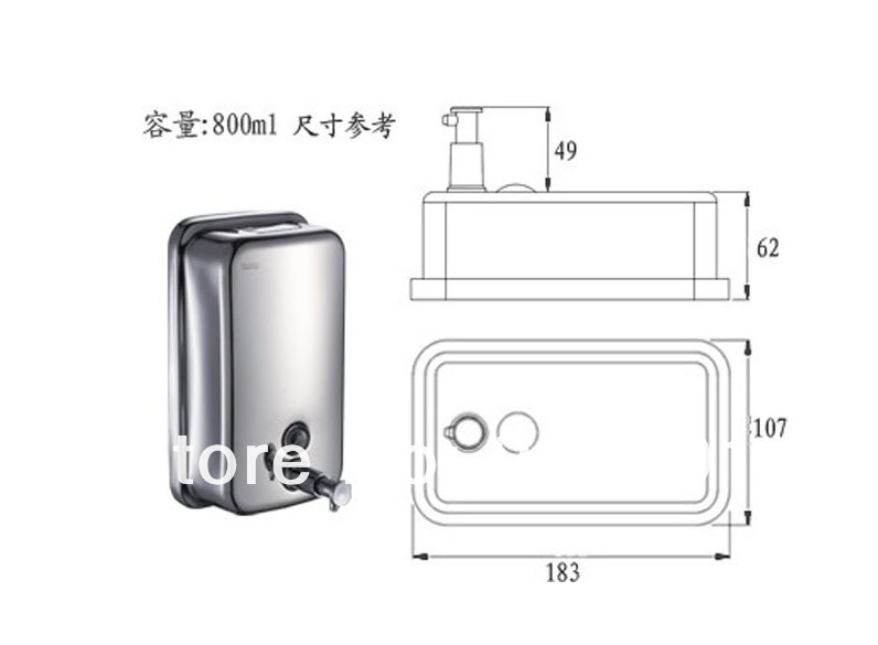 Wholesale And Retail Promotion NEW Bathroom Wall Mounted Stainless Steel Liquid Soap Dispenser 800ml Soap Box