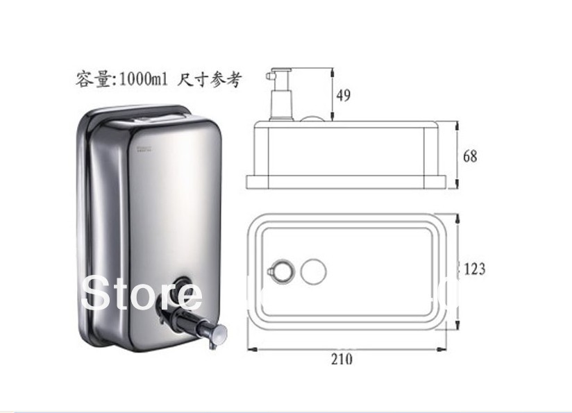 Wholesale And Retail Promotion NEW Bathroom Wall Mounted Stainless Steel Liquid Soap Dispenser Shampoo Box 1000ML