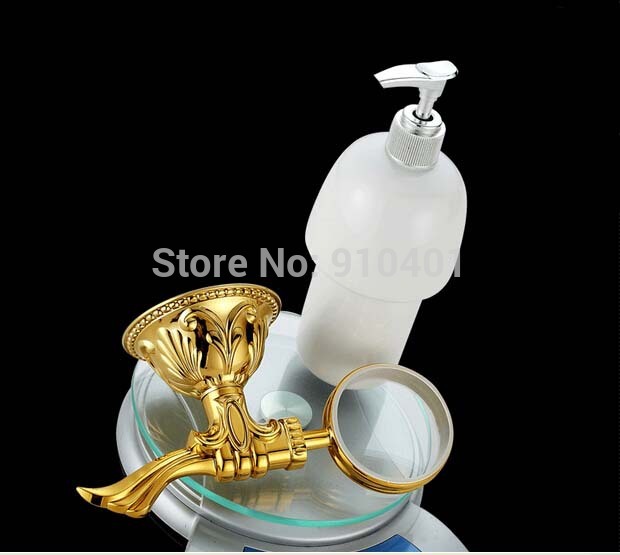 Wholesale And Retail Promotion NEW Luxury Golden Brass Bathroom Kitchen Soap Dispenser Wall Mounted Soap Holder