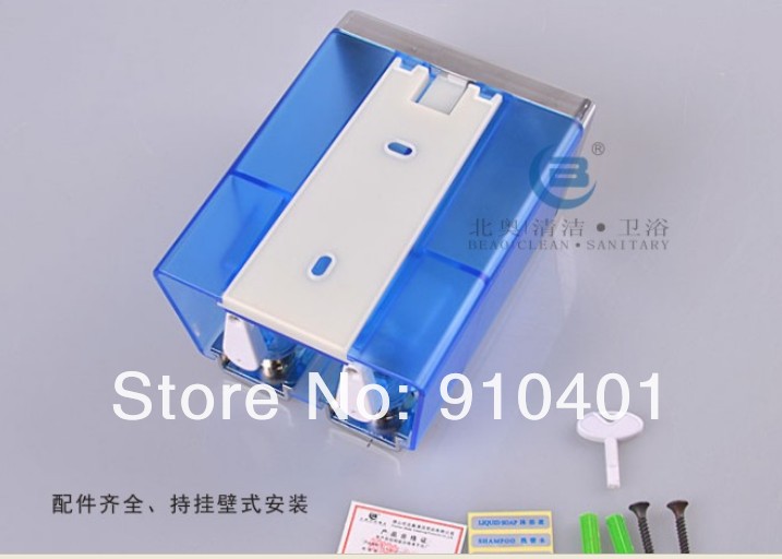 Wholesale And Retail Promotion NEW Modern Blue Wall Mounted ABS Plastic Bathroom Liquid Soap Shampoo Dispenser