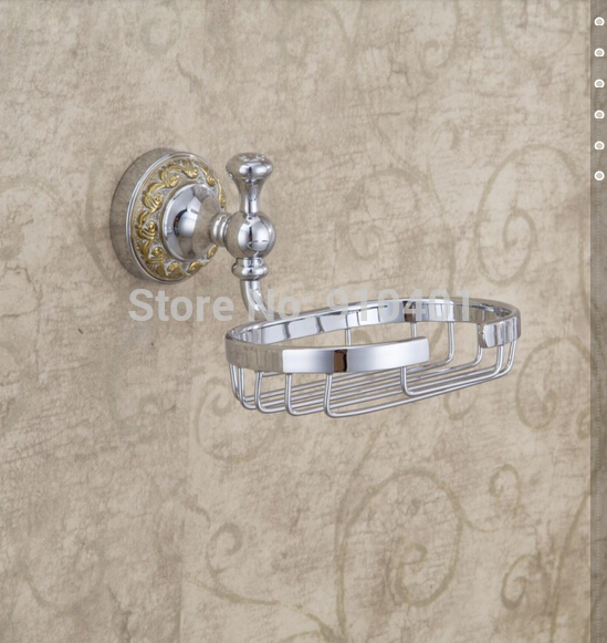 Wholesale And Retail Promotion Polished Chrome Brass Soap Dish Holder Square Soap Basket Embossed Golden Base