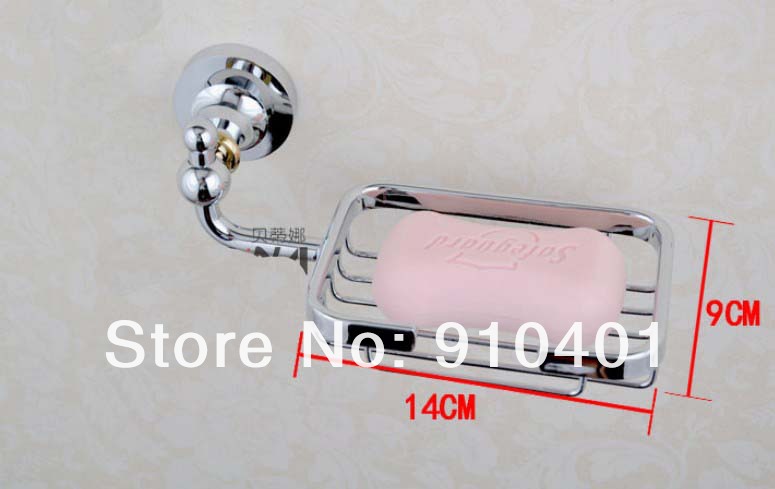 Wholesale And Retail Promotion Polished Chrome Golden Bathroom Solid Brass Wall Mounted Soap Dish Holder Basket