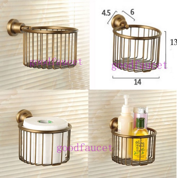 Antique bronze wall mount bathroom shelves Bathroom Storage Holders & Racks Soap / Basket Toilet Paper Holder