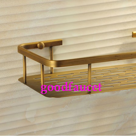 NEW Contemporary Antique Brass Bathroom Vanity Shelfs Basket Shelf Cosmetic Storage Holder Racks Wall Mounted