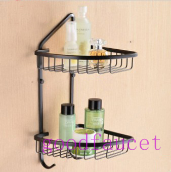 Oil Rubbed Bronze Wall Mount Bathroom Bath Vanity Shower Shelves 2 Tier Storage System Storage Holders & Racks